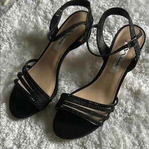 Nina Black Stiletto Heels with Strappy Design